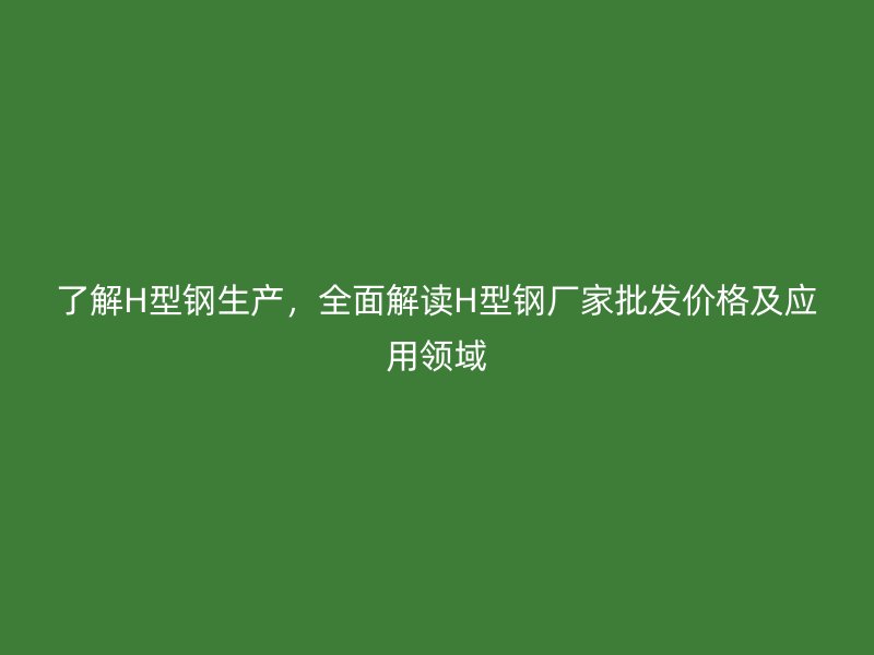 了解H型钢生产，全面解读H型钢厂家批发价格及应用领域