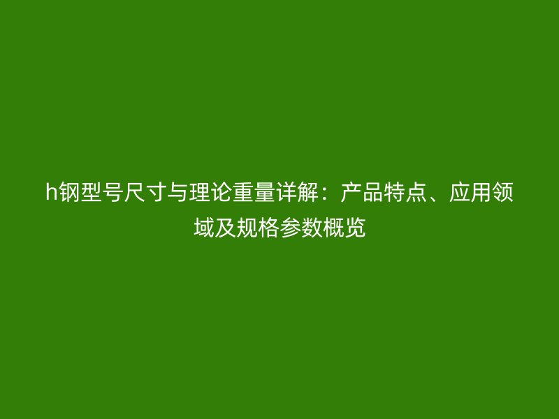 h钢型号尺寸与理论重量详解:产品特点、应用领域及规格参数概览