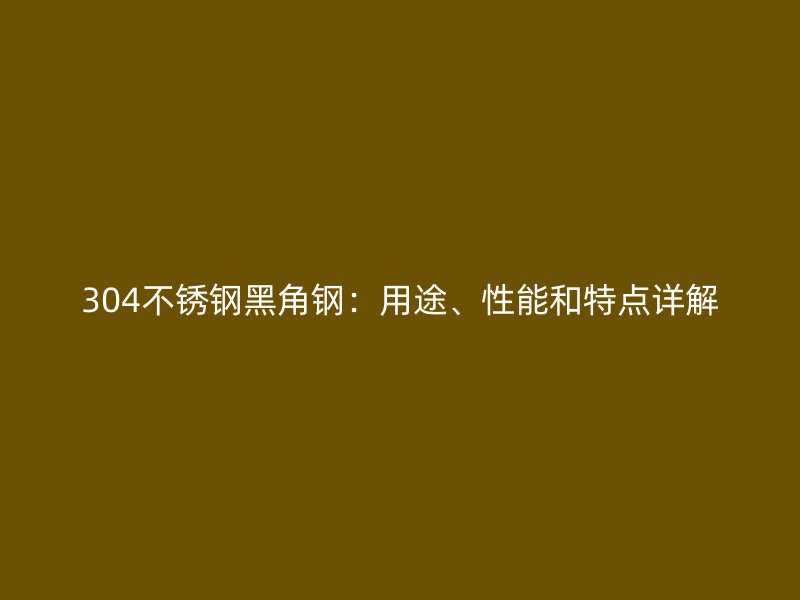 304不锈钢黑角钢:用途、性能和特点详解