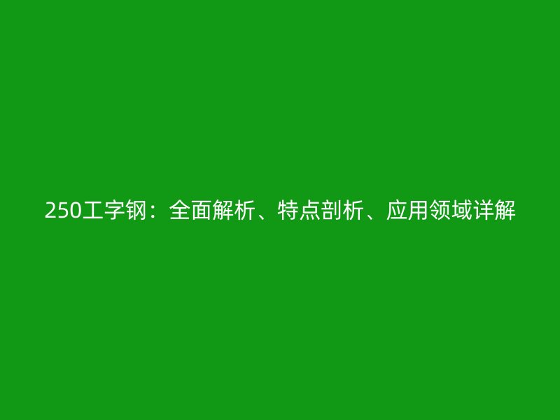 250工字钢：全面解析、特点剖析、应用领域详解