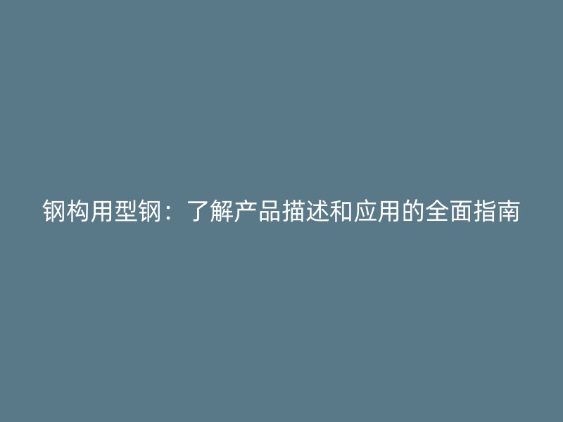 钢构用型钢：了解产品描述和应用的全面指南