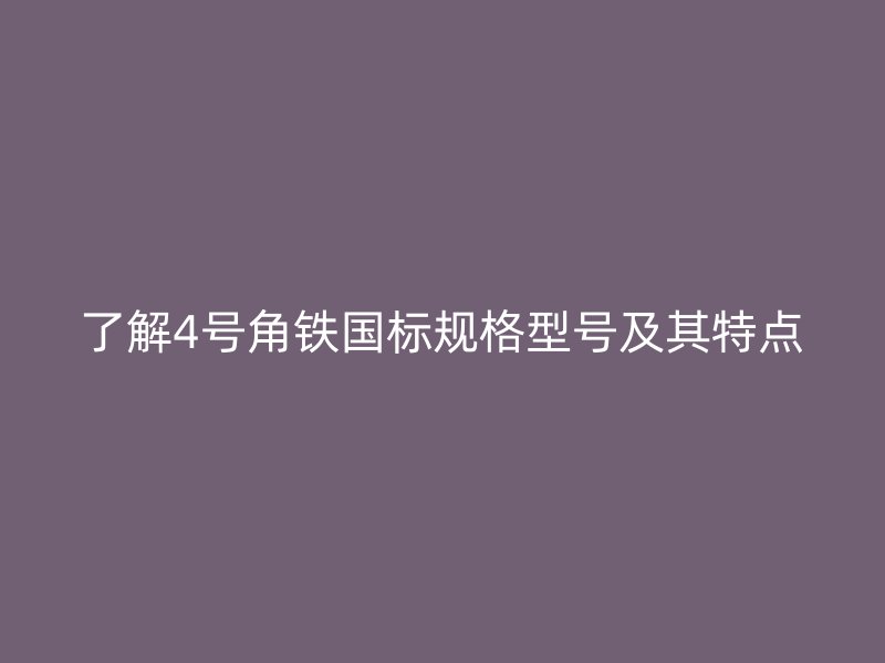 了解4号角铁国标规格型号及其特点