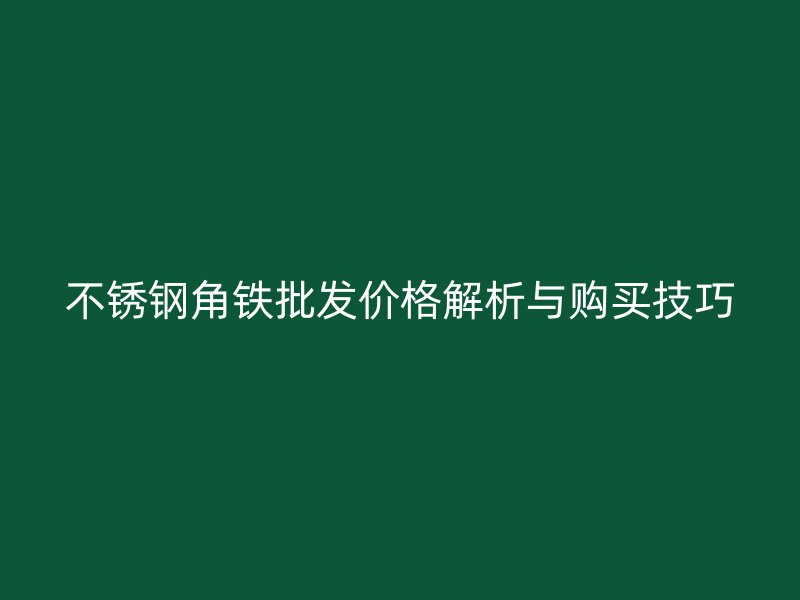 不锈钢角铁批发价格解析与购买技巧