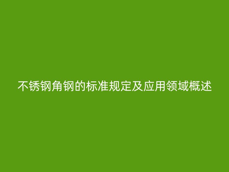不锈钢角钢的标准规定及应用领域概述