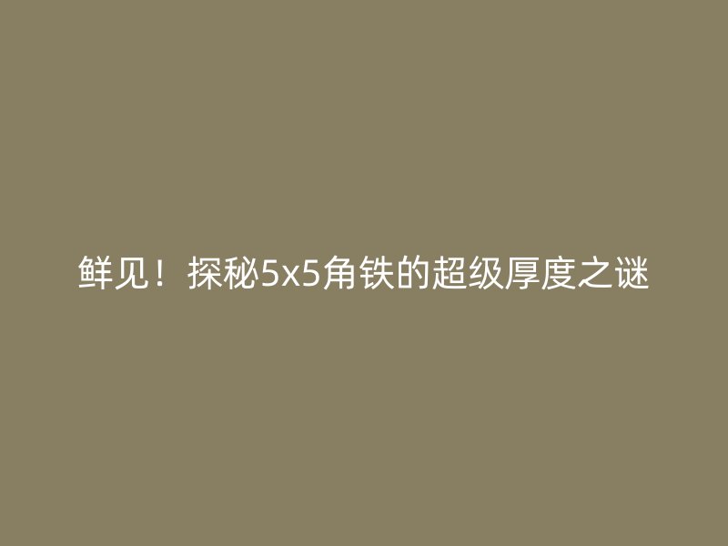 鲜见！探秘5x5角铁的超级厚度之谜