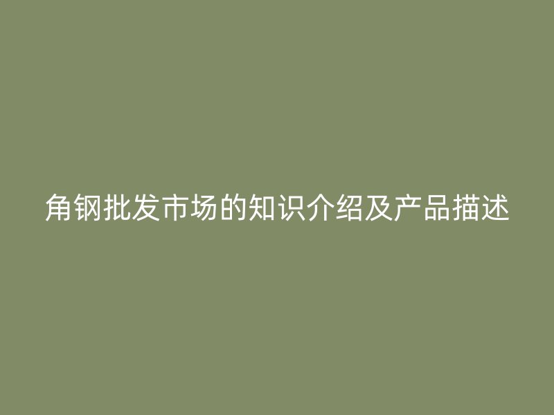 角钢批发市场的知识介绍及产品描述