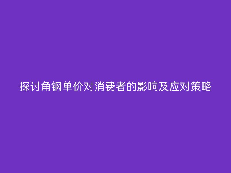 探讨角钢单价对消费者的影响及应对策略