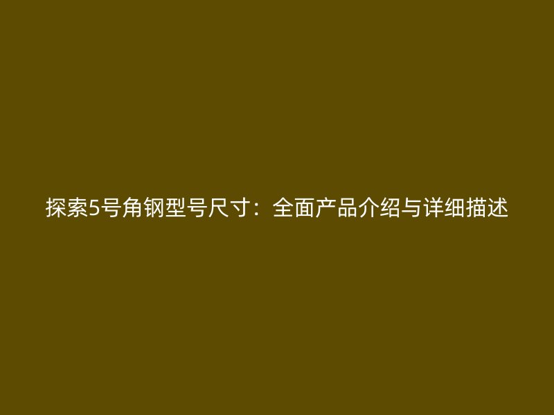 探索5号角钢型号尺寸：全面产品介绍与详细描述