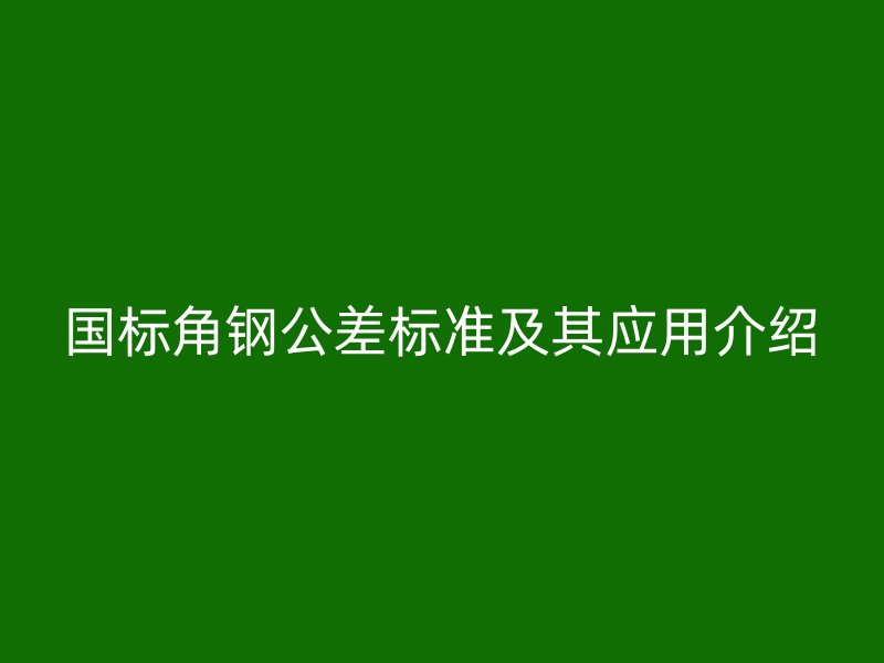 国标角钢公差标准及其应用介绍