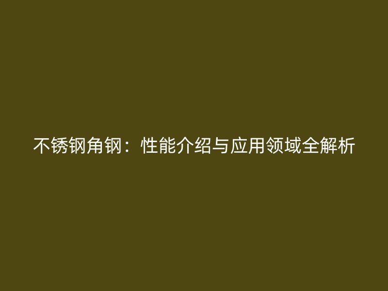 不锈钢角钢：性能介绍与应用领域全解析