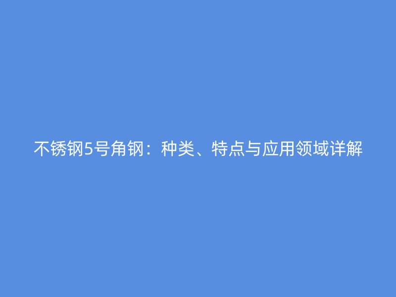 不锈钢5号角钢：种类、特点与应用领域详解