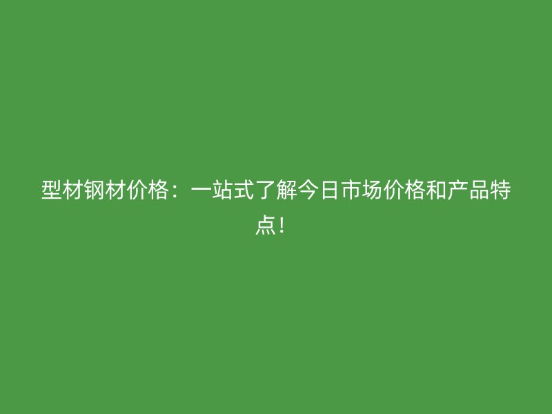 型材钢材价格：一站式了解今日市场价格和产品特点！