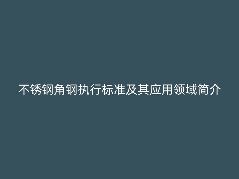 不锈钢角钢执行标准及其应用领域简介