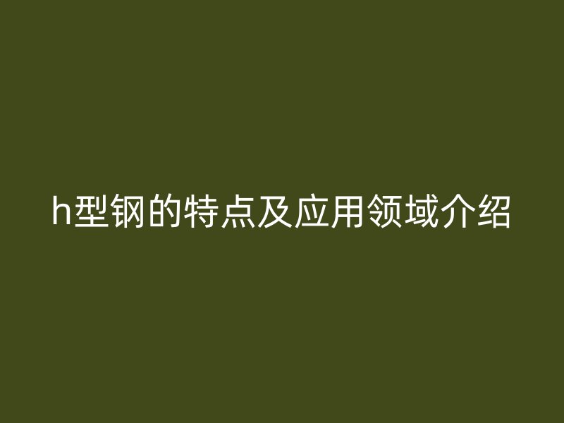 h型钢的特点及应用领域介绍