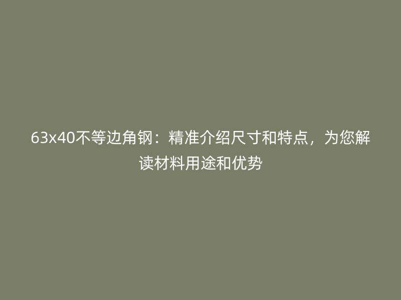 63x40不等边角钢：精准介绍尺寸和特点，为您解读材料用途和优势
