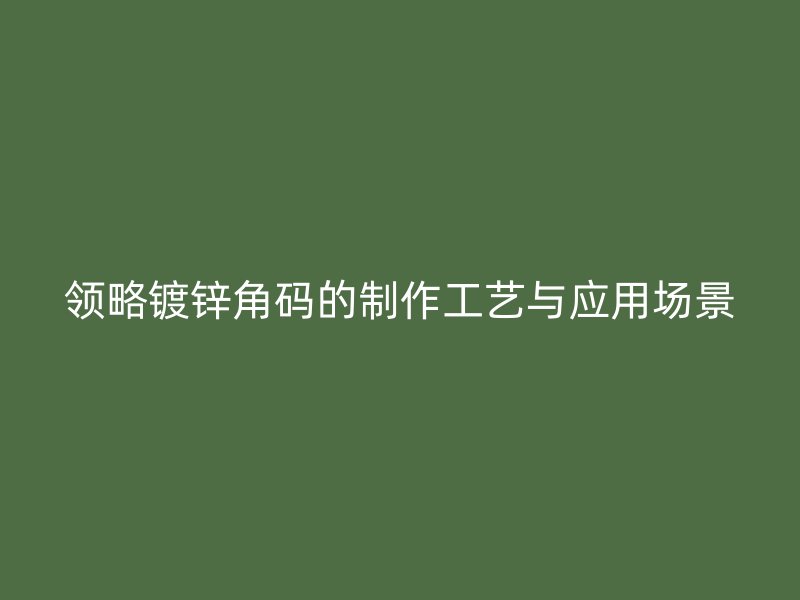 领略镀锌角码的制作工艺与应用场景