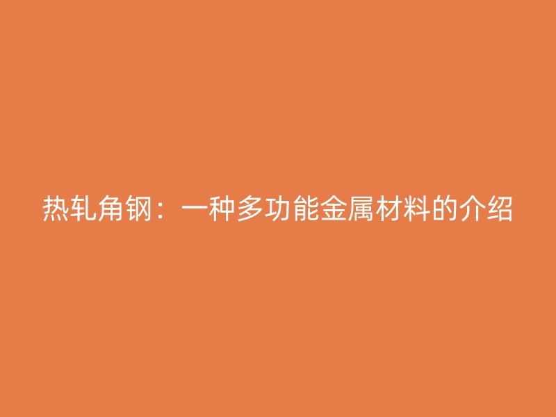 热轧角钢：一种多功能金属材料的介绍