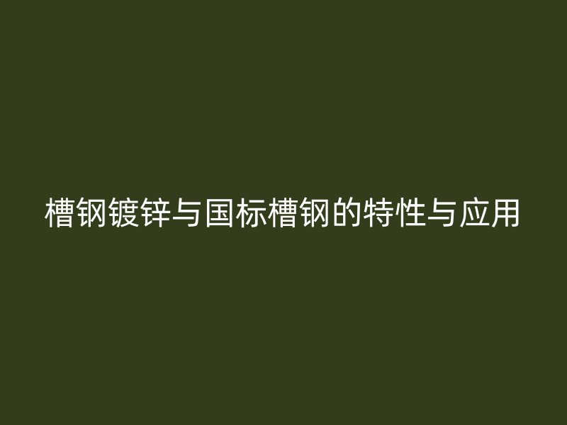槽钢镀锌与国标槽钢的特性与应用