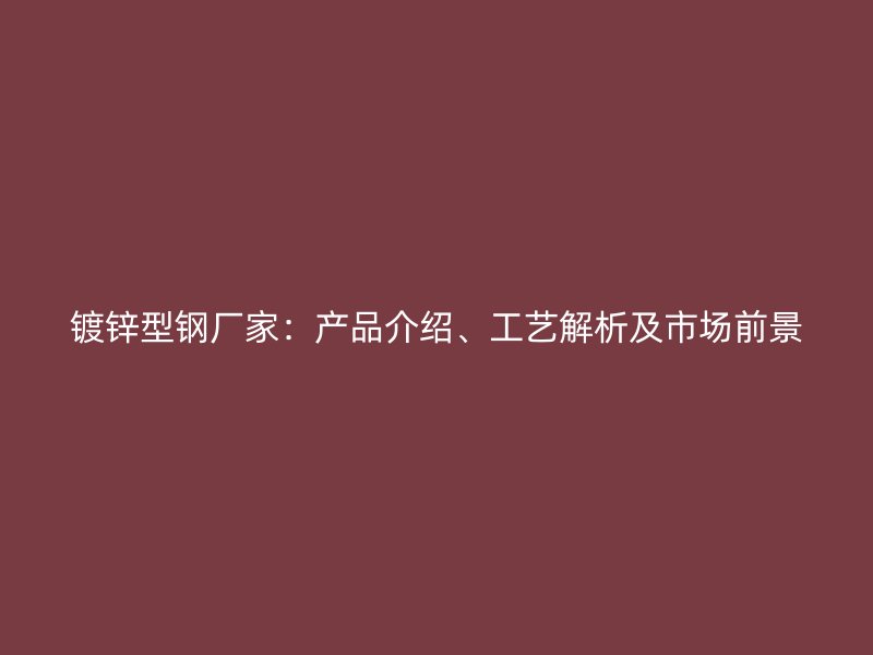 镀锌型钢厂家：产品介绍、工艺解析及市场前景