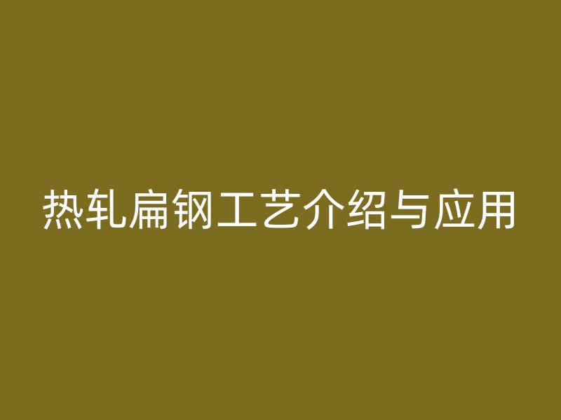 热轧扁钢工艺介绍与应用