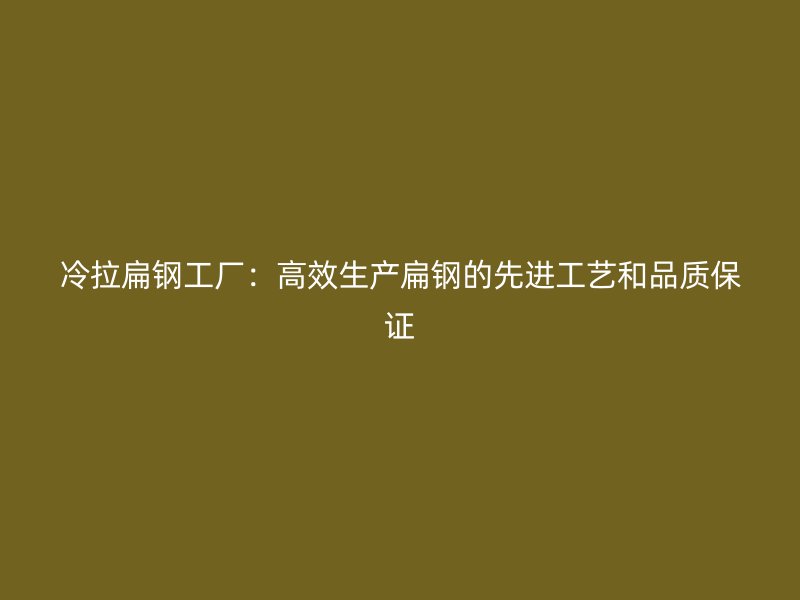 冷拉扁钢工厂：高效生产扁钢的先进工艺和品质保证