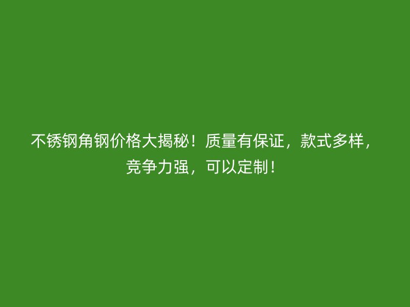 不锈钢角钢价格大揭秘！质量有保证，款式多样，竞争力强，可以定制！