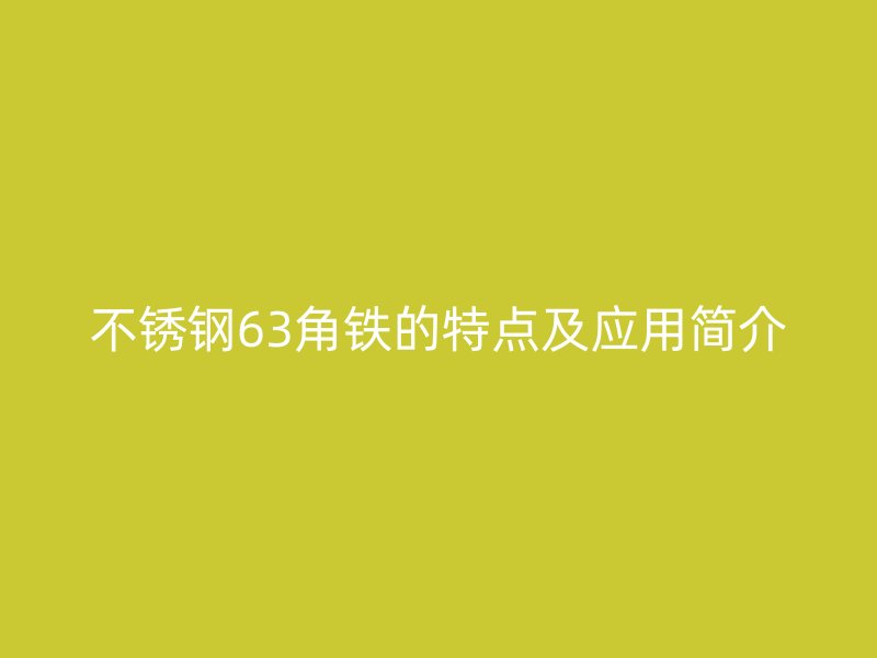 不锈钢63角铁的特点及应用简介