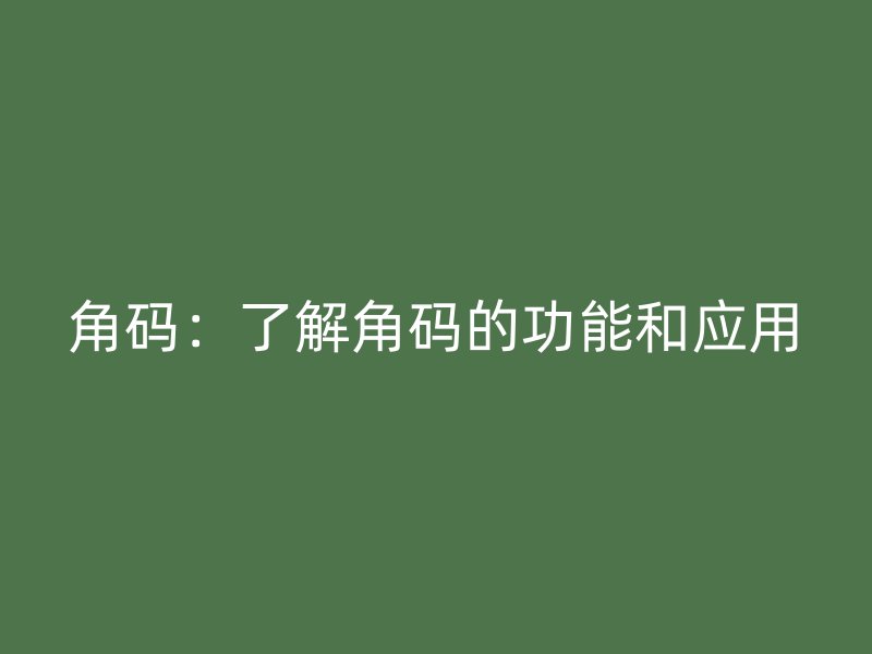 角码：了解角码的功能和应用