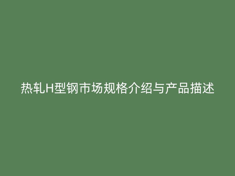 热轧H型钢市场规格介绍与产品描述