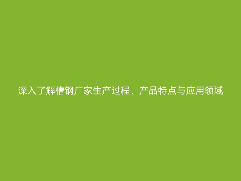 深入了解槽钢厂家生产过程、产品特点与应用领域
