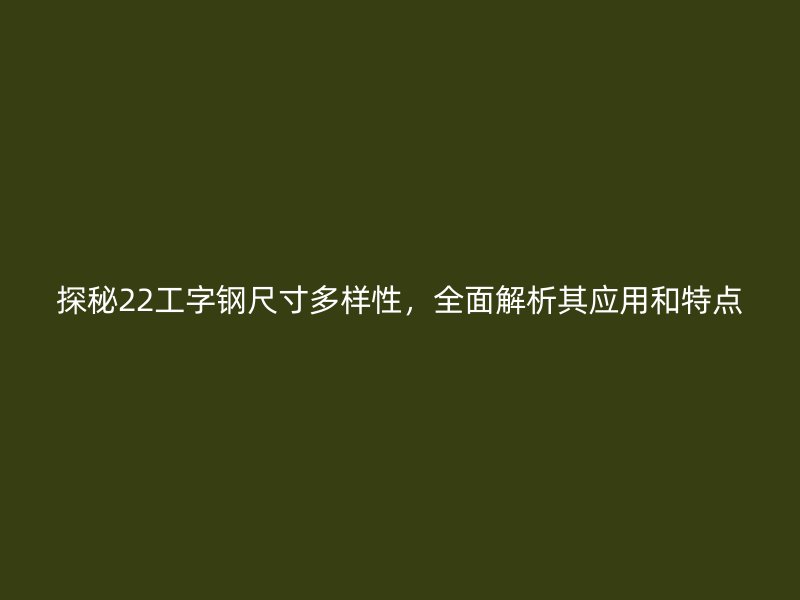 探秘22工字钢尺寸多样性，全面解析其应用和特点