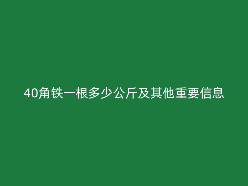 40角铁一根多少公斤及其他重要信息