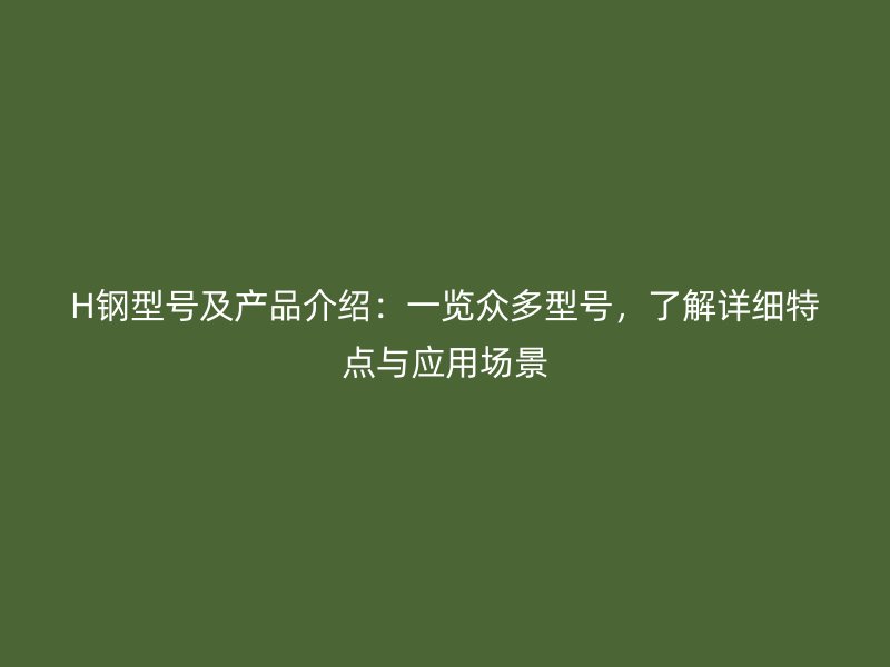 H钢型号及产品介绍：一览众多型号，了解详细特点与应用场景