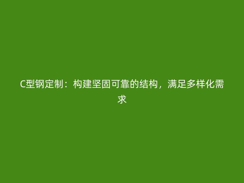 C型钢定制：构建坚固可靠的结构，满足多样化需求