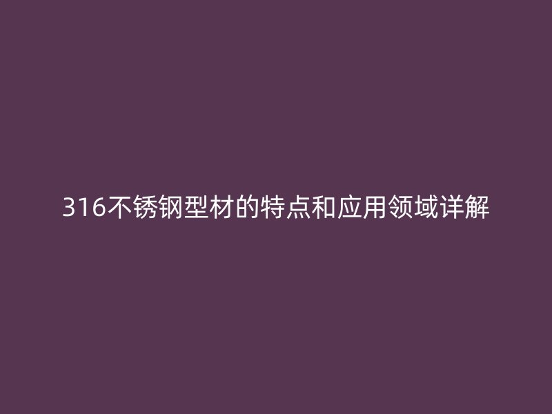 316不锈钢型材的特点和应用领域详解