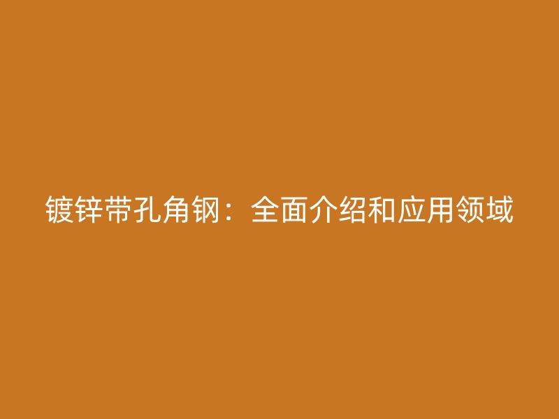 镀锌带孔角钢：全面介绍和应用领域