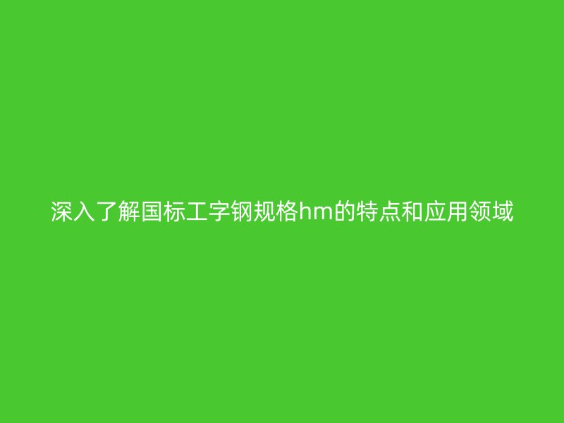 深入了解国标工字钢规格hm的特点和应用领域