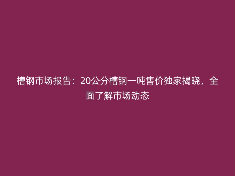 槽钢市场报告：20公分槽钢一吨售价独家揭晓，全面了解市场动态