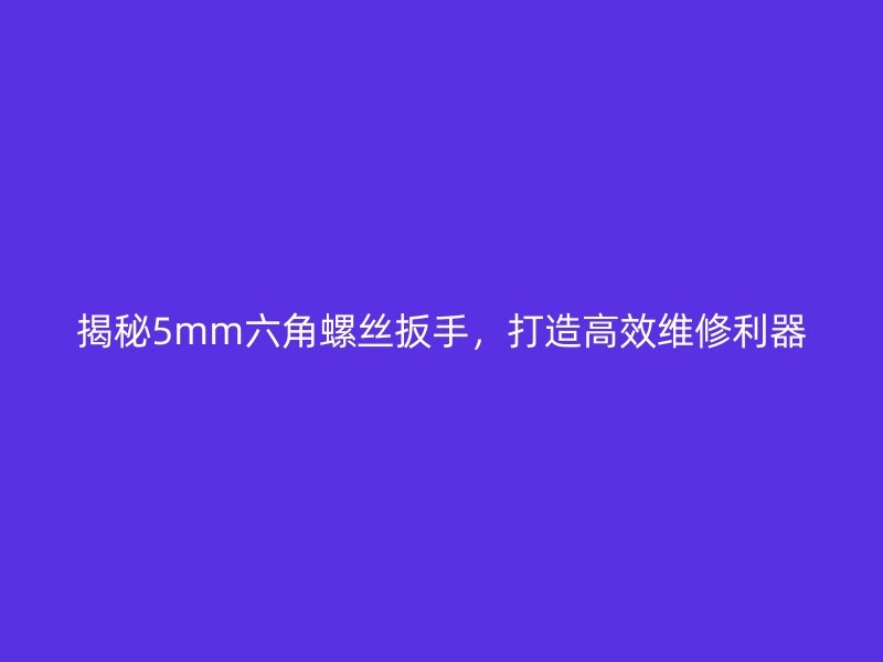 揭秘5mm六角螺丝扳手，打造高效维修利器