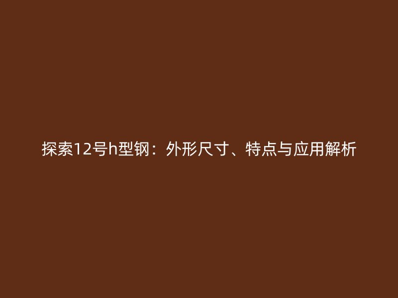 探索12号h型钢：外形尺寸、特点与应用解析