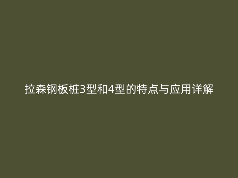 拉森钢板桩3型和4型的特点与应用详解