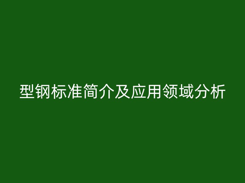 型钢标准简介及应用领域分析