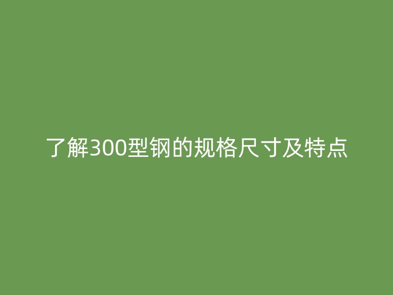 了解300型钢的规格尺寸及特点