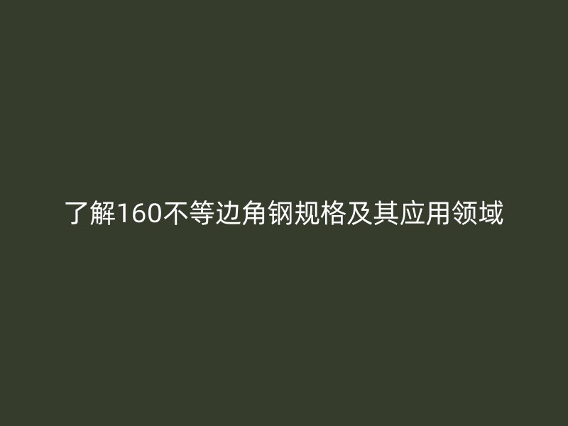 了解160不等边角钢规格及其应用领域