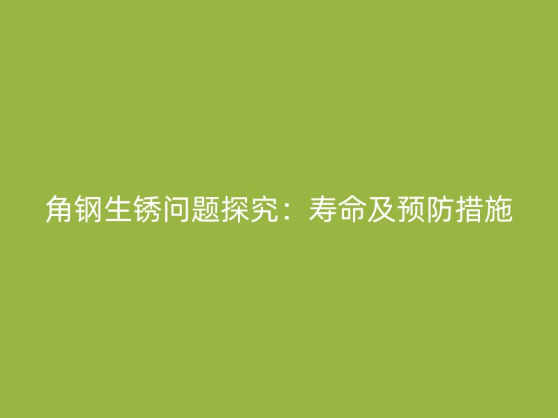 角钢生锈问题探究：寿命及预防措施