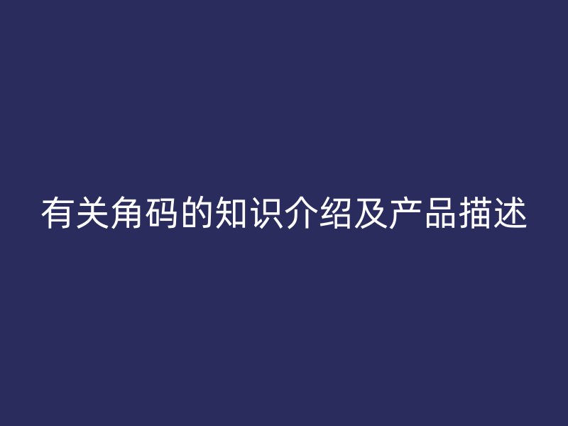 有关角码的知识介绍及产品描述