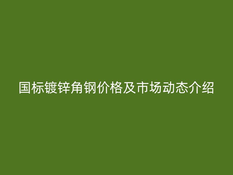 国标镀锌角钢价格及市场动态介绍