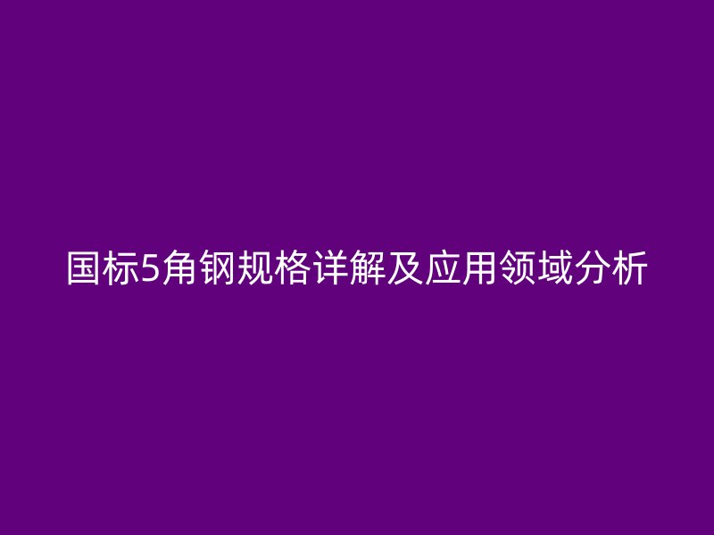 国标5角钢规格详解及应用领域分析