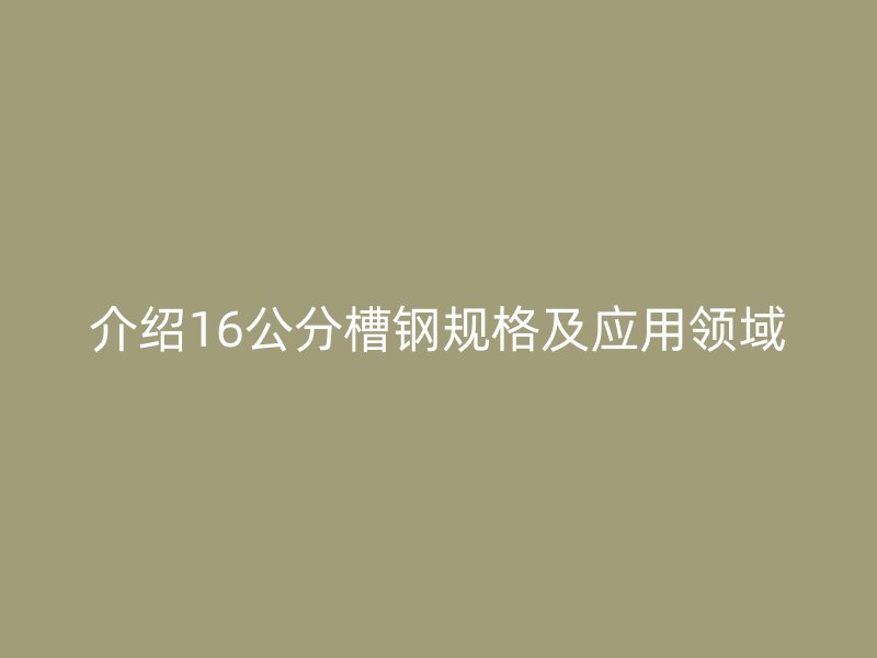 介绍16公分槽钢规格及应用领域