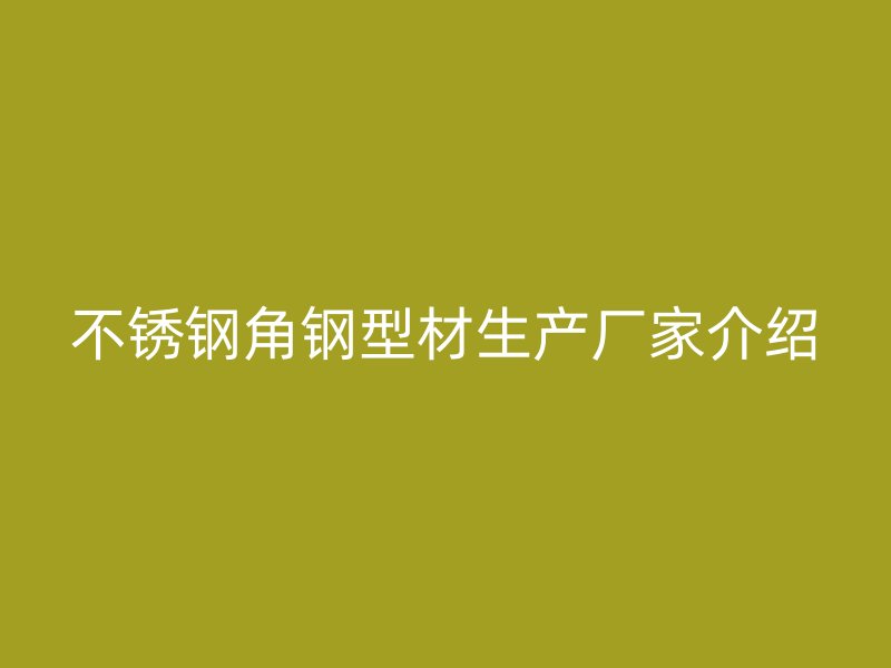 不锈钢角钢型材生产厂家介绍